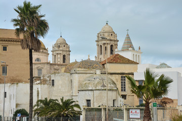 Fototapeta na wymiar Cathedral of the Holy Cross in Cadiz.