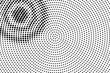 Black on white grunge halftone vector. Digital dotted texture. Dynamic dotwork gradient for vintage effect.