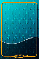Vertical maritime background with a frame from mooring rope.