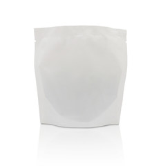 Blank white foil bag packaging isolated on white background with clipping path