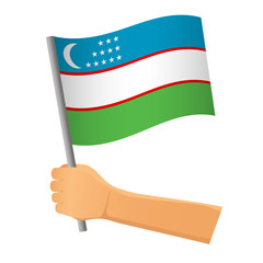 Uzbekistan flag in hand