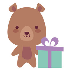 cute and little bear with giftbox