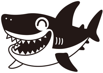 笑顔　サメ　モノクロ