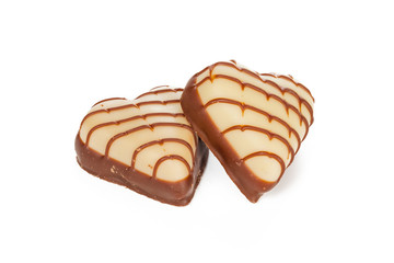chocolate hearts isolated on white