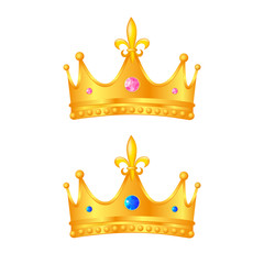 3d realistic golden crown set