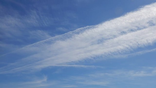Timelapse Cirrus Clouds Moving Back With Jet Stream Streaking Across