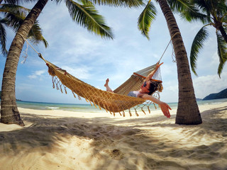 relaxing in the hammock