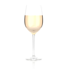 White wine glass. 3d rendering illustration isolated on white background