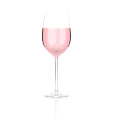 Rose wine glass. 3d rendering illustration isolated on white background