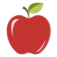 Fototapeta premium Juicy red apple with green leaf and shadow