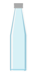 Blue transparent glass bottle for milk, juice or water