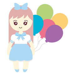 cute and little girl with balloons helium