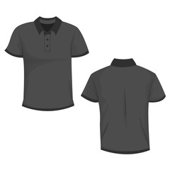 Black / dark gray polo t-shirt template in front and back views