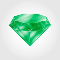 Naklejka na ściany i meble Realistic green round gem - emerald