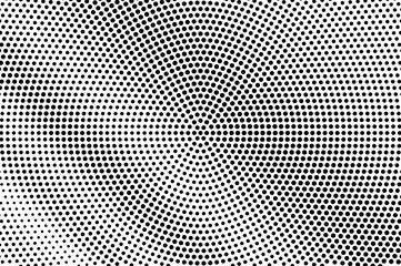 Black on white halftone vector. Circular dotted texture. Diagonal dotwork gradient. Monochrome halftone overlay