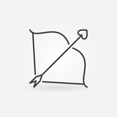 Bow and Cupid Arrow vector linear icon. Valentine's day concept symbol in thin line style