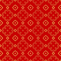 Luxury Stylish Geometry Seamless Pattern Art Deco Background. Texture For Wallpaper, Invitation. Vector Illustration. red gold color