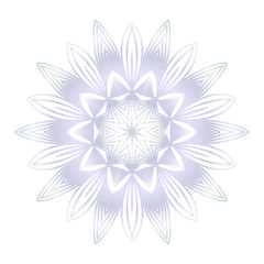Beautiful Round Flower Mandala. Vector illustration. White gold color. For Design, Greeting Card, Invitation, Coloring Book. Arabic, Indian, Motifs.
