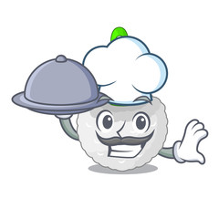 Chef with food toilet brush isolated in a cartoon