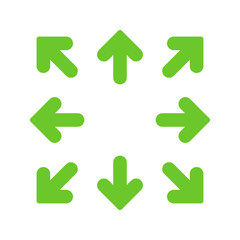 Green simple arrows in 8/eight different directions