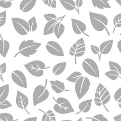 Monochrom foliage pattern. Clean spring natural foliage design seamless background, grey leaves vector wallpaper texture