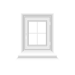 White window frame on white background