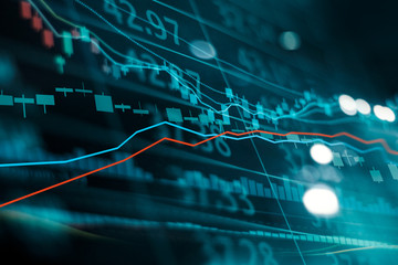 Financial stock market investment trading graph. Candle stick graph chart. Currency exchange rates....