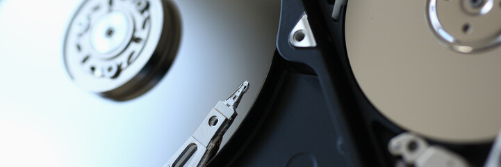 Hard drive from computer or laptop lies on the
