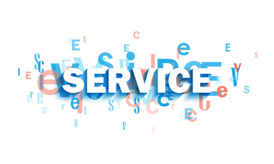 SERVICE vector blue and coral typography banner 