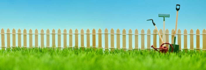 Gartenarbeit Header Hintergrund mit Werkzeug