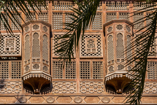 .incredible balcony of the ancient Egyptian mosque