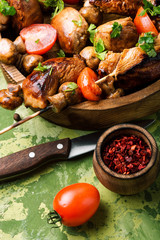 Grilled meat skewers