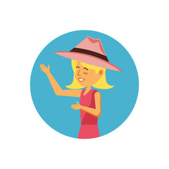 woman tourist with hat avatar character