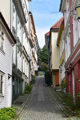 Fototapeta na wymiar street in old town of Bergen, Norway
