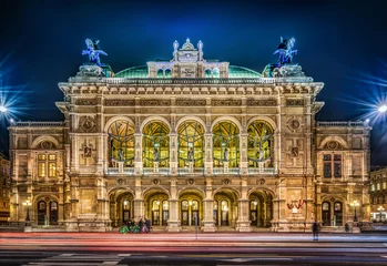Papier Peint photo Vienne Opéra d& 39 État de Vienne la nuit, Vienne, Autriche.