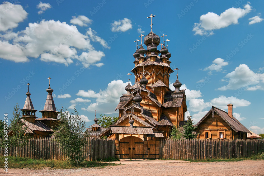 Wall mural Wooden church, cultural outdoor background