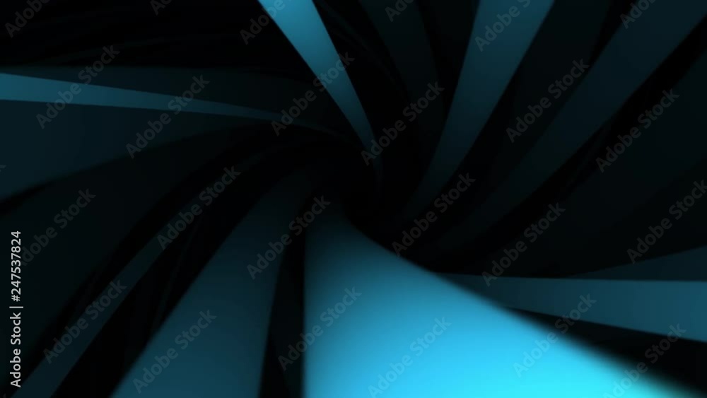 Poster abstract background with animation of spinning bright helix with wide blue twisting lines. abstract 