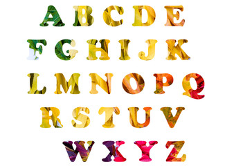 English alphabet on a background of autumn leaves!