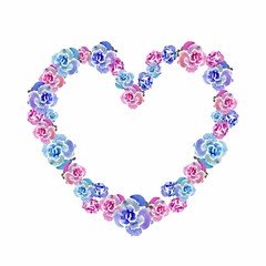 Hand drawn Flowers arranged un a shape of heart.