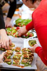 Obraz na płótnie Canvas Green healthy organic raw vegan food buffet table
