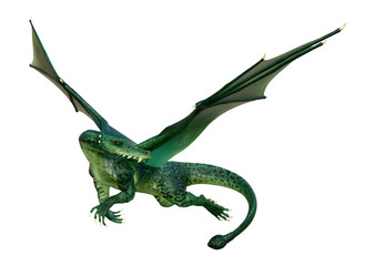 Fototapeta premium 3D Rendering Fairy Tale Dragon on White