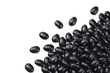 black kidney beans isolated on white background. top view