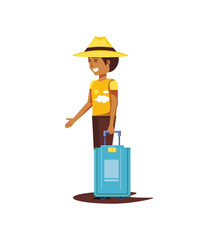 tourist man with suitcase avatar character