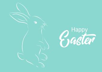 Happy Easter with bunny card illustration