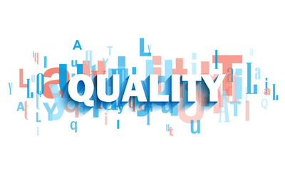QUALITY blue and coral typography banner