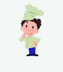Chef thoughtful and happy.