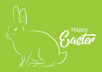 Happy Easter with bunny card illustration