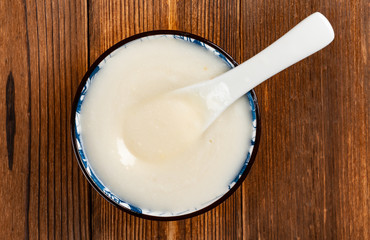 top view bowl of almond paste