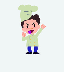 Chef cheering enthusiastically.