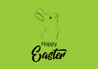 Happy Easter with bunny card illustration